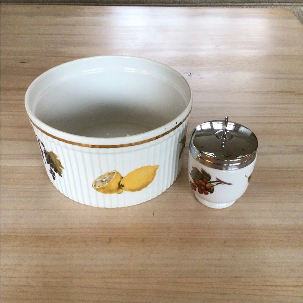Royal Worcester Evesham Soufflé Dish Egg Coddlers Baking Porcelain Oven …